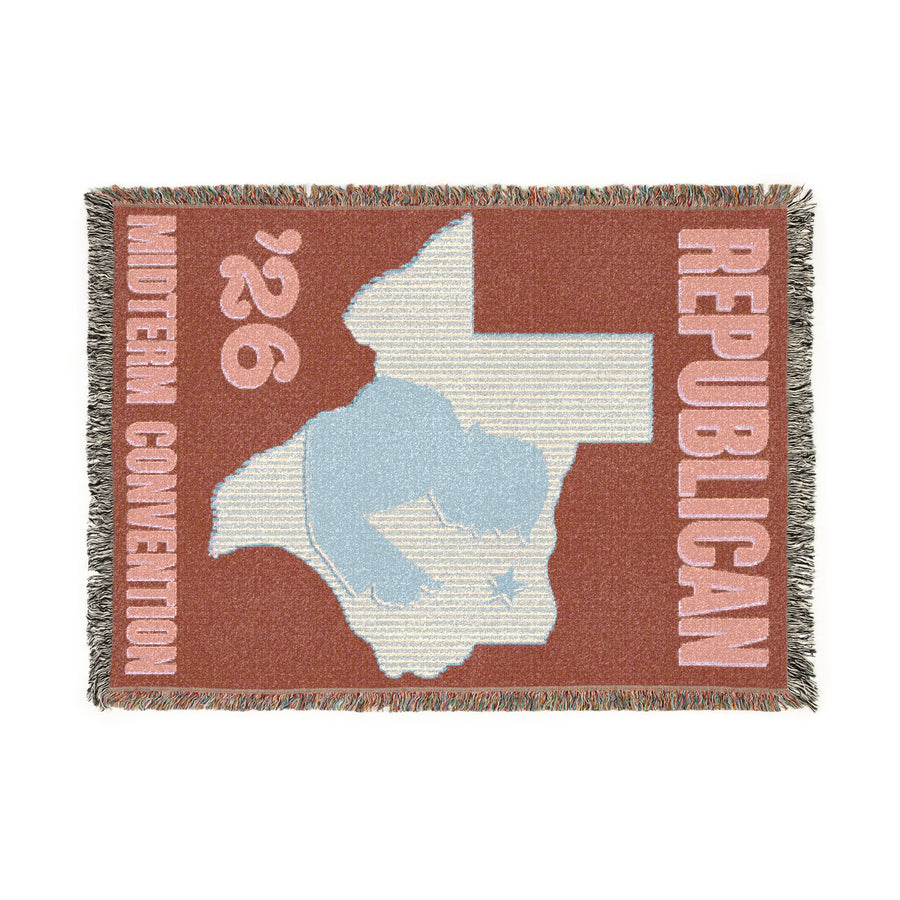 Texas Trump Blue/Red Woven Blanket — Front | Dallas Republican Convention