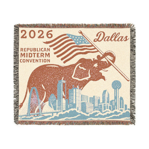 Dallas Elephant Skyline Woven Blanket — Front | Dallas Republican Convention