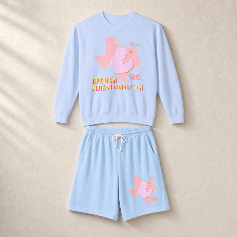 Texas Trump Sunburst Set — Crewneck + Shorts — Set, Hydrangea | Dallas Republican Convention