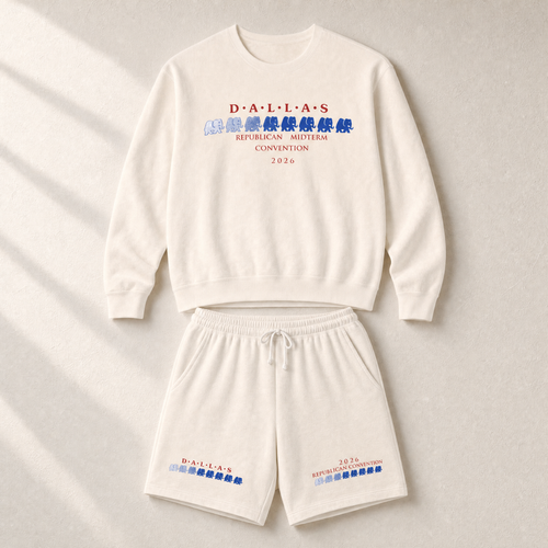 Dallas Blue Elephant Set — Crewneck + Shorts — Set, Ivory | Dallas Republican Convention