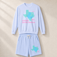 Texas Trump Green/Blue/Pink Set — Crewneck + Shorts — Set, Hydrangea | Dallas Republican Convention