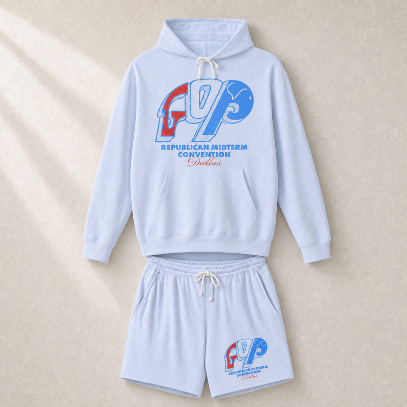 Vintage GOP Set — Hoodie + Shorts — Set, Hydrangea | Dallas Republican Convention