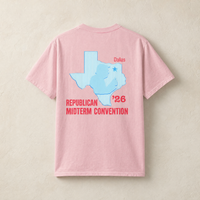 Texas Trump Baby-Blue/Red 2-Sided Tee — Back, Blossom | Dallas Republican Convention