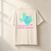 Texas Trump Green/Blue/Pink 2-Sided Tee — Back, Ivory | Dallas Republican Convention