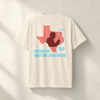 Texas Trump Red/Baby-Blue 2-Sided Tee — Back, Ivory | Dallas Republican Convention