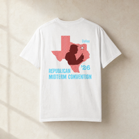 Texas Trump Red/Baby-Blue 2-Sided Tee — Back, White | Dallas Republican Convention