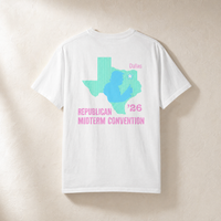 Texas Trump Green/Blue/Pink 2-Sided Tee — Back, White | Dallas Republican Convention
