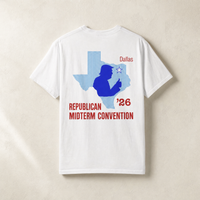 Texas Trump Navy/Red 2-Sided Tee — Back, White | Dallas Republican Convention