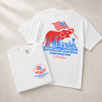 GO-Party! 2026 Skyline Tee — Front-Back Combo, White | Dallas Republican Convention