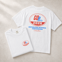 GO-Party! 2026 Tee — Front-Back Combo, White | Dallas Republican Convention