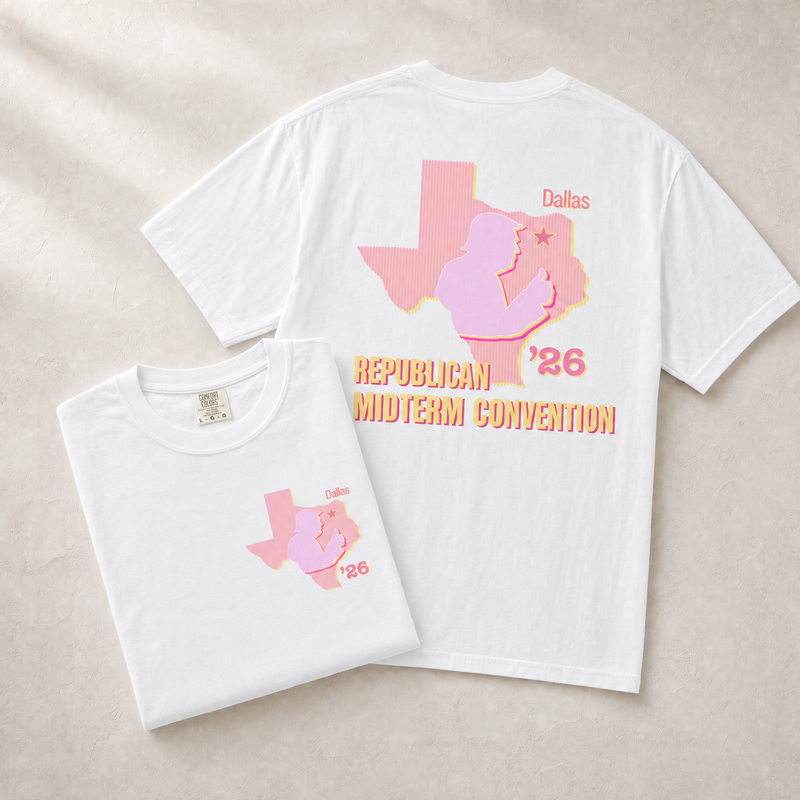 Texas Trump Sunburst 2-Sided Tee — Front-Back Combo, White | Dallas Republican Convention
