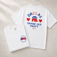Dallas ♥ GOP + Boots 2-Sided Tee — Front-Back Combo, White | Dallas Republican Convention