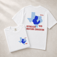 Texas Trump Navy/Red 2-Sided Tee — Front-Back Combo, White | Dallas Republican Convention