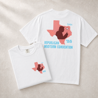 Texas Trump Red/Baby-Blue 2-Sided Tee — Front-Back Combo, White | Dallas Republican Convention