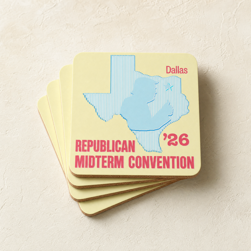 Texas Trump Butter Baby-Blue/Red Coaster Set — Front | Dallas Republican Convention