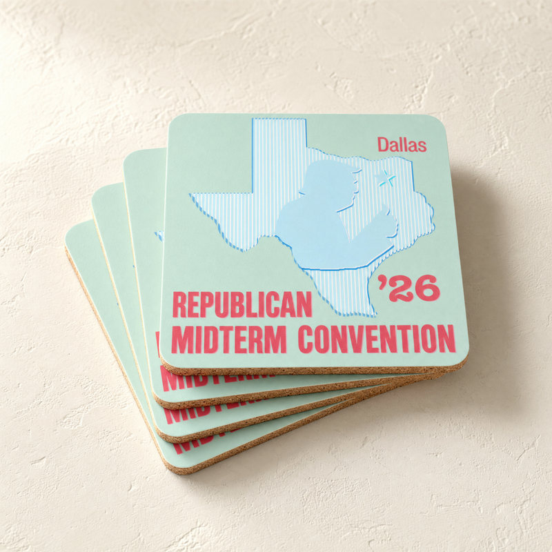 Texas Trump Green Baby-Blue/Red Coaster Set — Front | Dallas Republican Convention