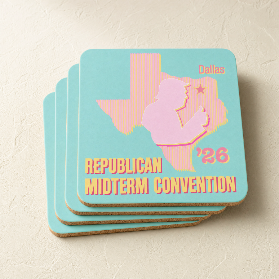 Texas Trump Green Sunburst Coaster Set — Front | Dallas Republican Convention