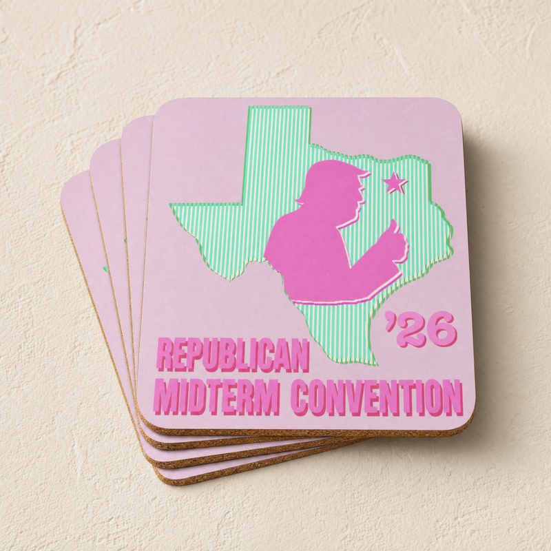 Texas Trump Violet Green/Pink Coaster Set — Front | Dallas Republican Convention