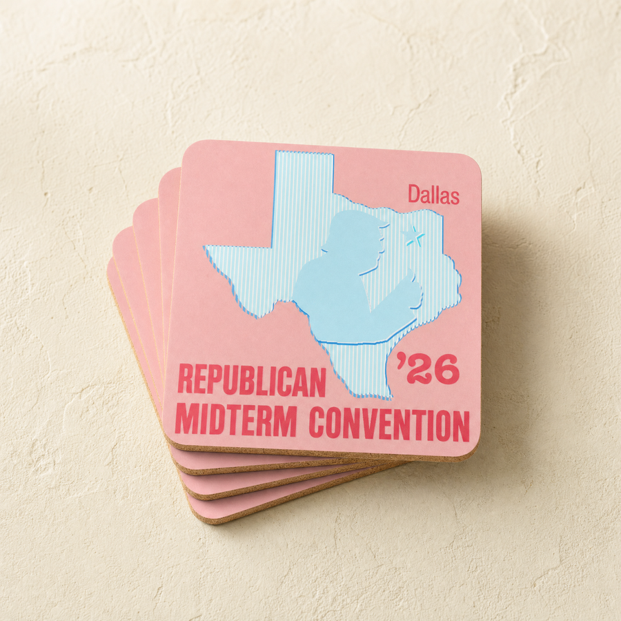 Texas Trump Pink Baby-Blue/Red Coaster Set — Front | Dallas Republican Convention