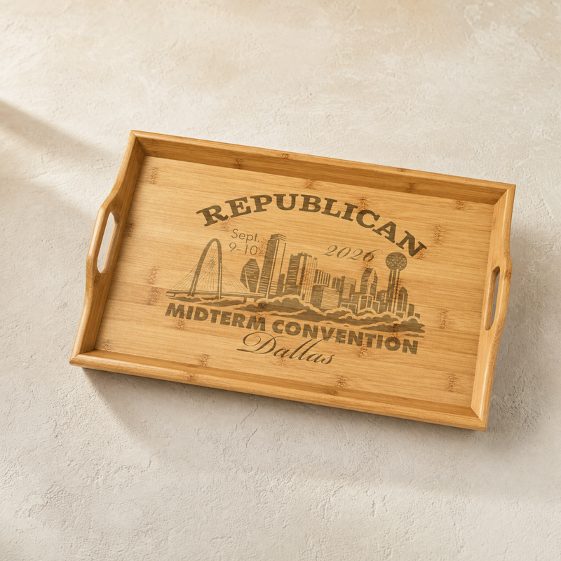 Dallas Skyline Bamboo Serving Tray — Front | Dallas Republican Convention