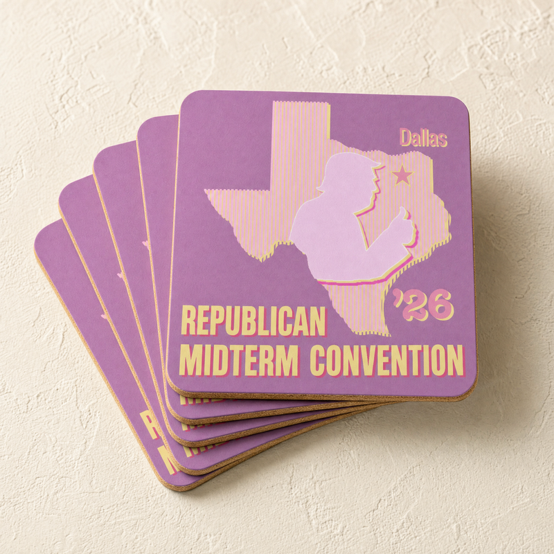 Texas Trump Purple Sunburst Coaster Set — Front | Dallas Republican Convention