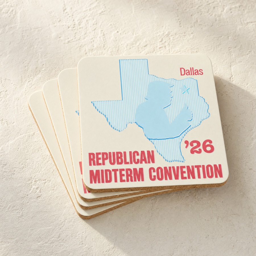 Texas Trump Ivory Baby-Blue/Red Coaster Set — Front | Dallas Republican Convention