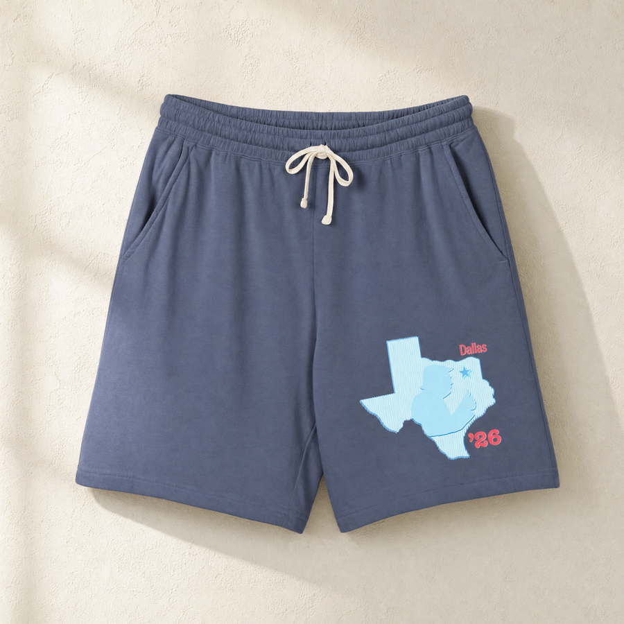 Texas Trump Baby-Blue/Red Lounge Shorts — Front, Blue Jean | Dallas Republican Convention