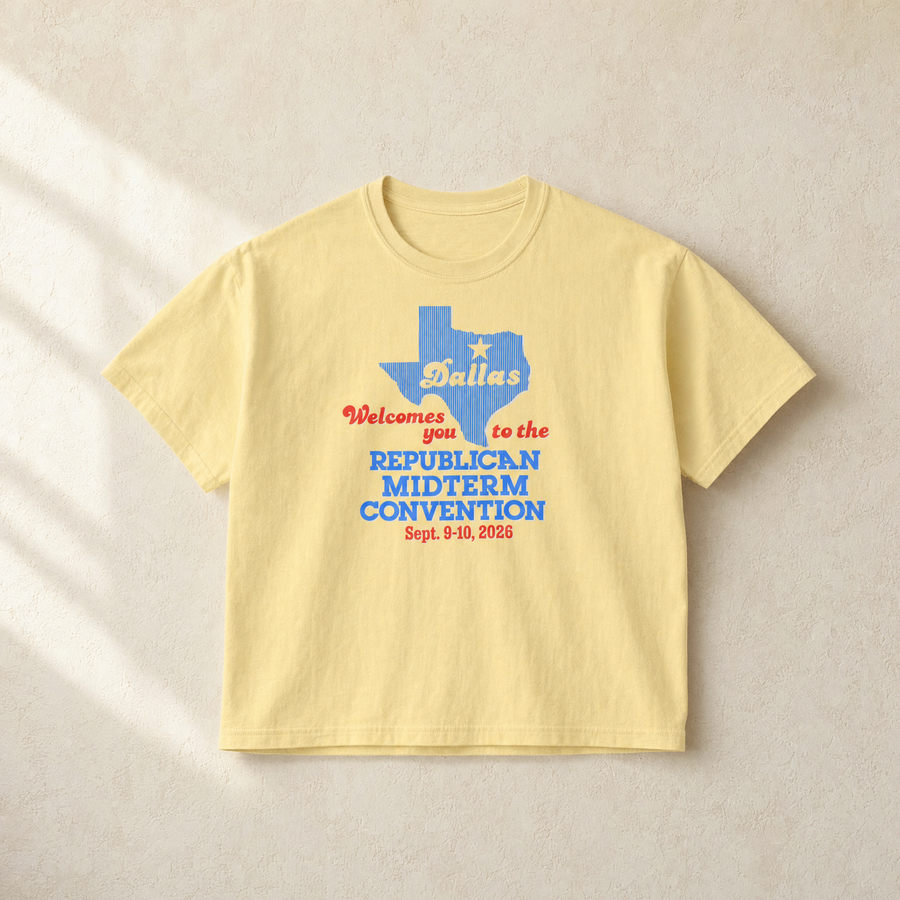 Dallas Welcomes You '26 Boxy Tee — Front, Butter | Dallas Republican Convention
