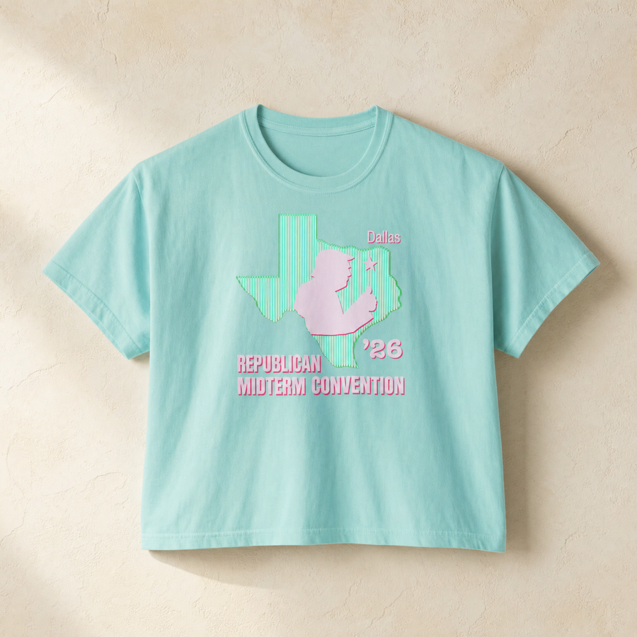 Texas Trump Green/Pink Boxy Tee — Front, Chalky Mint | Dallas Republican Convention