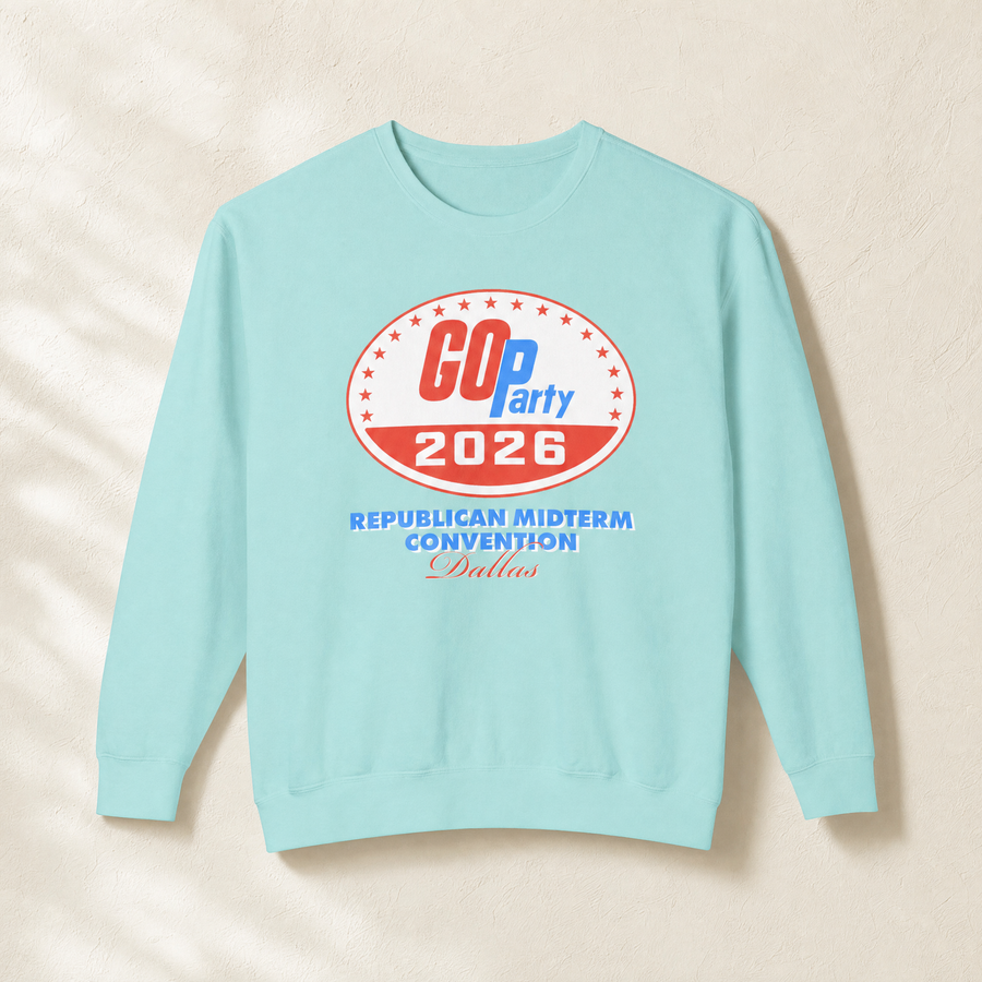 GO-Party! 2026 Crewneck — Front, Chalky Mint | Dallas Republican Convention