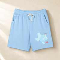 Texas Trump Baby-Blue/Red Lounge Shorts — Front, Hydrangea | Dallas Republican Convention