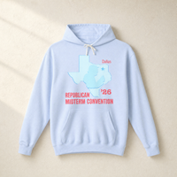 Texas Trump Baby-Blue/Red Hoodie — Front, Hydrangea | Dallas Republican Convention