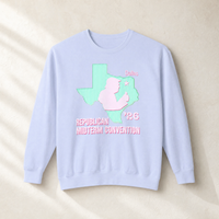 Texas Trump Green/Pink Crewneck — Front, Hydrangea | Dallas Republican Convention