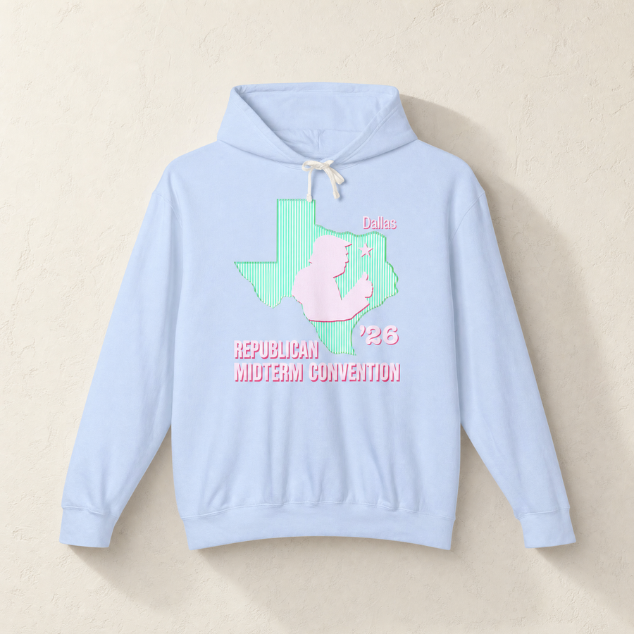 Texas Trump Green/Pink Hoodie — Front, Hydrangea | Dallas Republican Convention