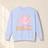 Texas Trump Sunburst Crewneck — Front, Hydrangea | Dallas Republican Convention
