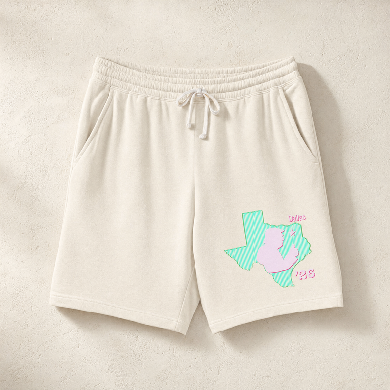 Texas Trump Green/Pink Lounge Shorts — Front, Ivory | Dallas Republican Convention