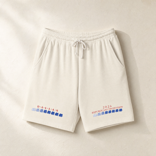 Dallas Blue Elephant Lounge Shorts — Front, Ivory | Dallas Republican Convention