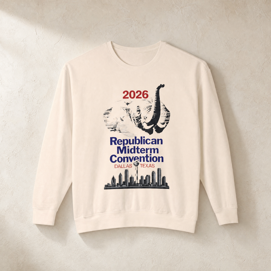Retro Convention Crewneck — Front, Ivory | Dallas Republican Convention