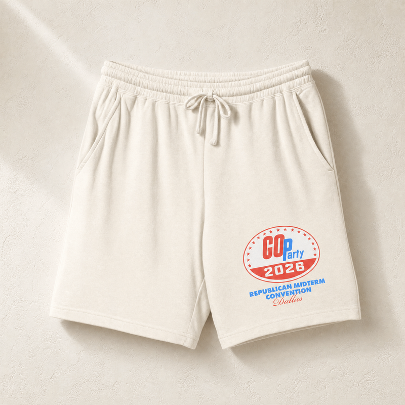 GO-Party! 2026 Lounge Shorts — Front, Ivory | Dallas Republican Convention