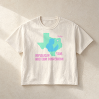 Texas Trump Green/Blue/Pink Boxy Tee — Front, Ivory | Dallas Republican Convention