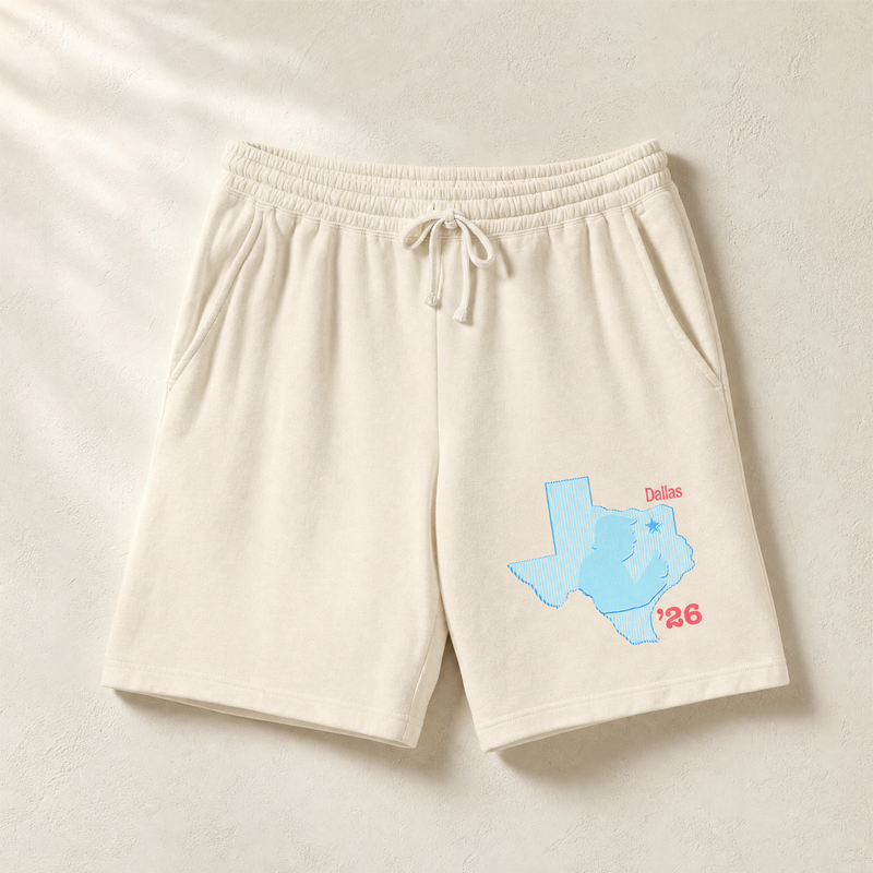 Texas Trump Baby-Blue/Red Lounge Shorts — Front, Ivory | Dallas Republican Convention
