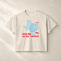 Texas Trump Baby-Blue/Red Boxy Tee — Front, Ivory | Dallas Republican Convention