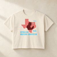 Texas Trump Red/Baby-Blue Boxy Tee — Front, Ivory | Dallas Republican Convention