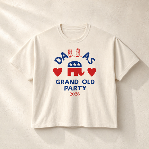 Dallas Boots ♥ GOP Boxy Tee — Front, Ivory | Dallas Republican Convention