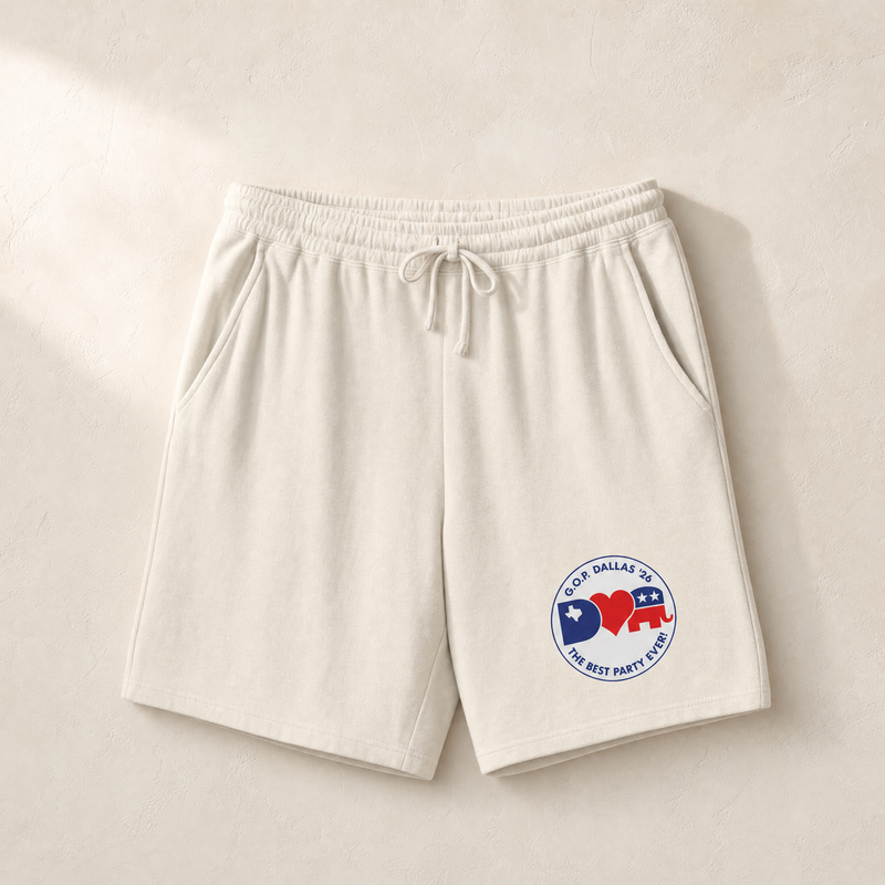 Dallas ♥ GOP Lounge Shorts — Front, Ivory | Dallas Republican Convention