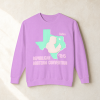 Texas Trump Green/Orange/Pink Crewneck — Front, Neon Violet | Dallas Republican Convention
