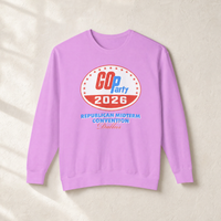 GO-Party! 2026 Crewneck — Front, Neon Violet | Dallas Republican Convention