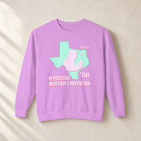 Texas Trump Green/Pink Crewneck — Front, Neon Violet | Dallas Republican Convention