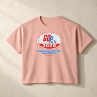 GO-Party! 2026 Boxy Tee — Front, Peachy | Dallas Republican Convention