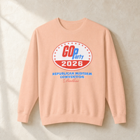 GO-Party! 2026 Crewneck — Front, Peachy | Dallas Republican Convention